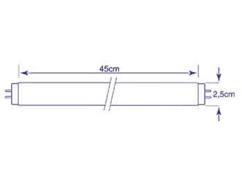 UV sortlysrør - 15W / 230V, 45cm G13 sokkel (Low cost)