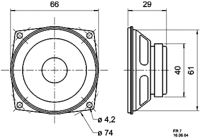 Full-range højttaler - 2,5" 4ohm / 5W (Ø65mm)