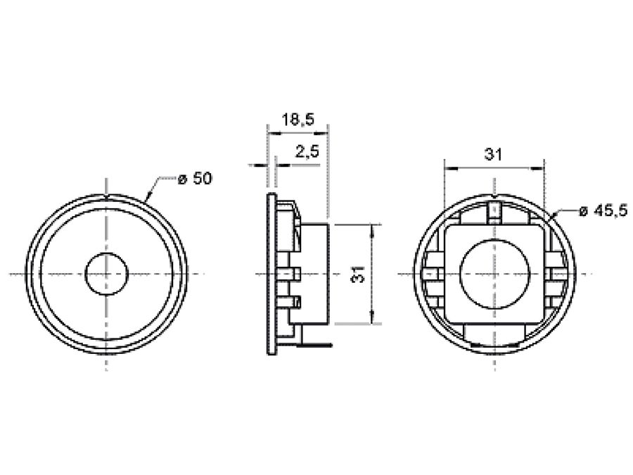 Full range højttaler - 2" 8ohm / 3W, Ø46mm (IP65)