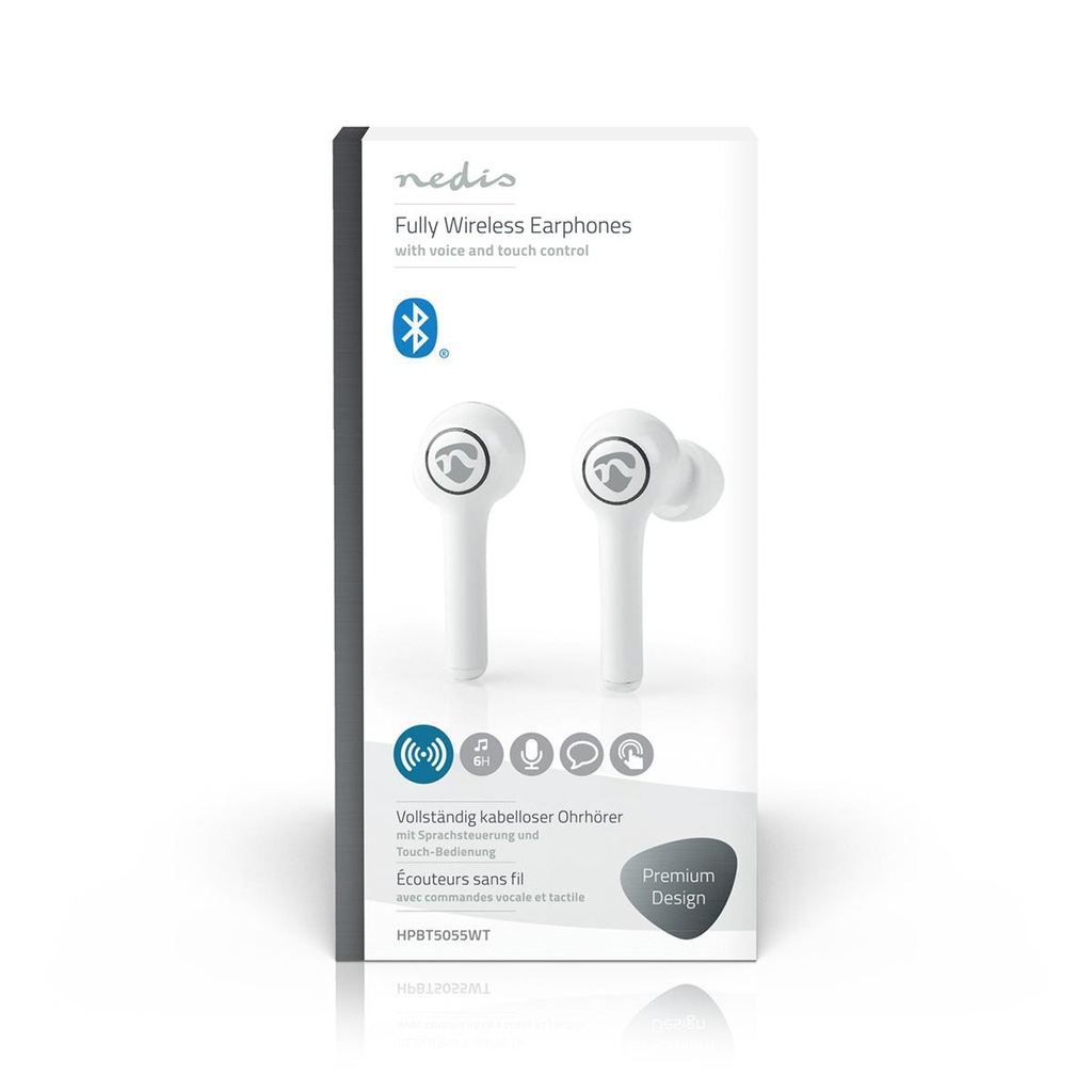 Bluetooth® in-ear headset - 6 timer, voice/touch, Hvid