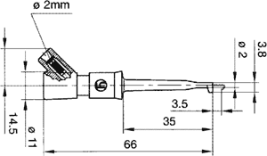 Mini testprobe m. gribekrog - Sort (2mm bananfatning)