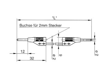 Prof. Testledning, 2mm banan, stabelbar, Sort (25cm)