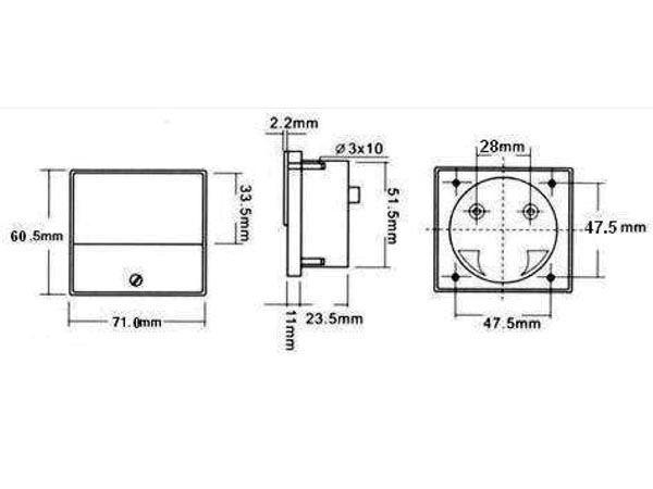 Analog spændings-panelmeter - 15Vdc (70x60mm)