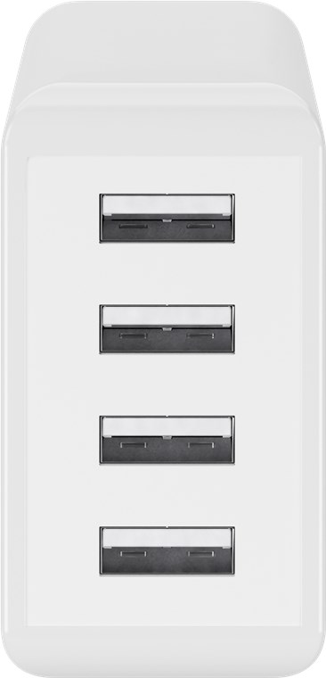 Netadapter - 100-240V til 4 x 5V USB-A, 2x3A (30W), Hvid