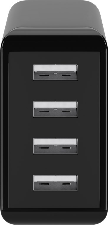 Netadapter - 100-240V til 4 x 5V USB-A, 2x3A (30W), Sort