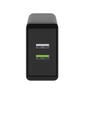Netadapter - 5Vdc 28W, QC3.0 lynopladning, 2xUSB, Sort