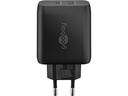 USB-C™ PD GaN lynlader - C (65W) + A (12W), Sort
