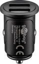 Dobbelt USB billader - 2 x USB A hun (4,8A), Sort