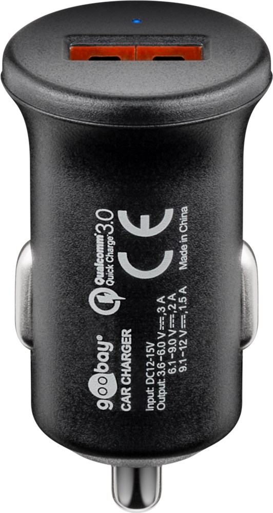 Quick Charge QC3.0 USB billader - Sort (max 3A)