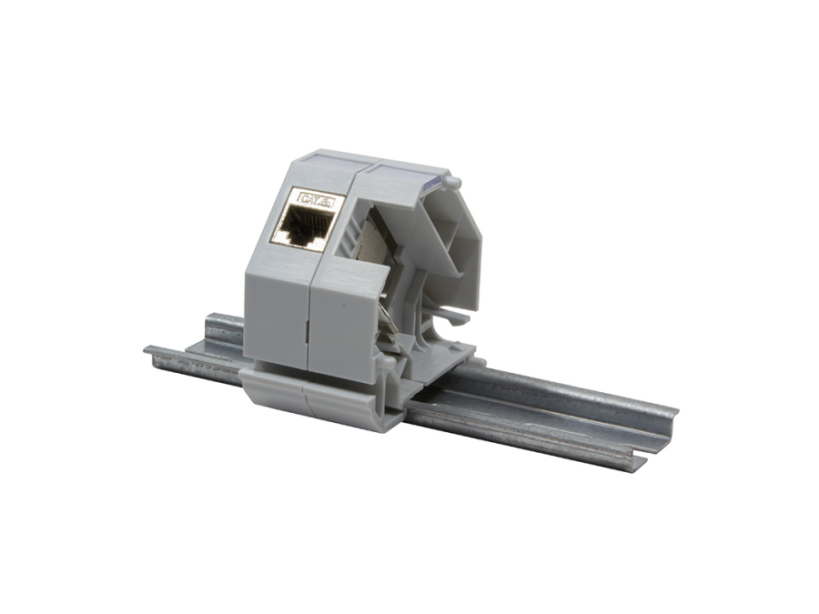 DIN-skinne adapter til 1x RJ45 Keystone modul, plast