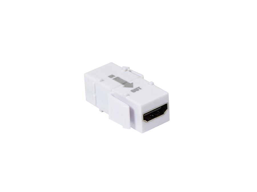 Keystone HDMI stik - 2 x HDMI hun, m. repeater, Hvid