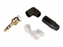 Neutrik - 3,5mm stereo JACK han, 90° (sort, guld)
