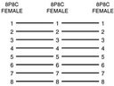 Modular forgrening - 1 x RJ45 (8P8C) hun til 2 x RJ45 hun