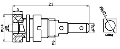 2mm Bananbøsning 10A, 23mm, Rød
