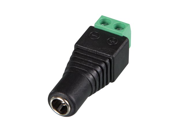 DC forlængerstik m. skrueterminaler - 5,5 x 2,1mm hun