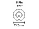 DIN stik - 8pol han multistik 270° Plasthus, Sort