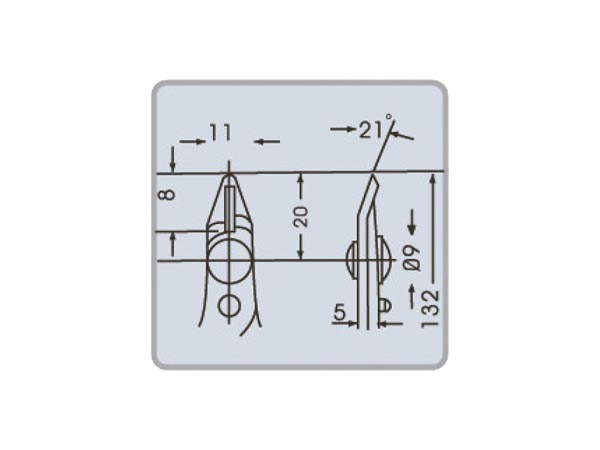 Prof. skævbider - Kæbehøjde 2,5mm (140mm)