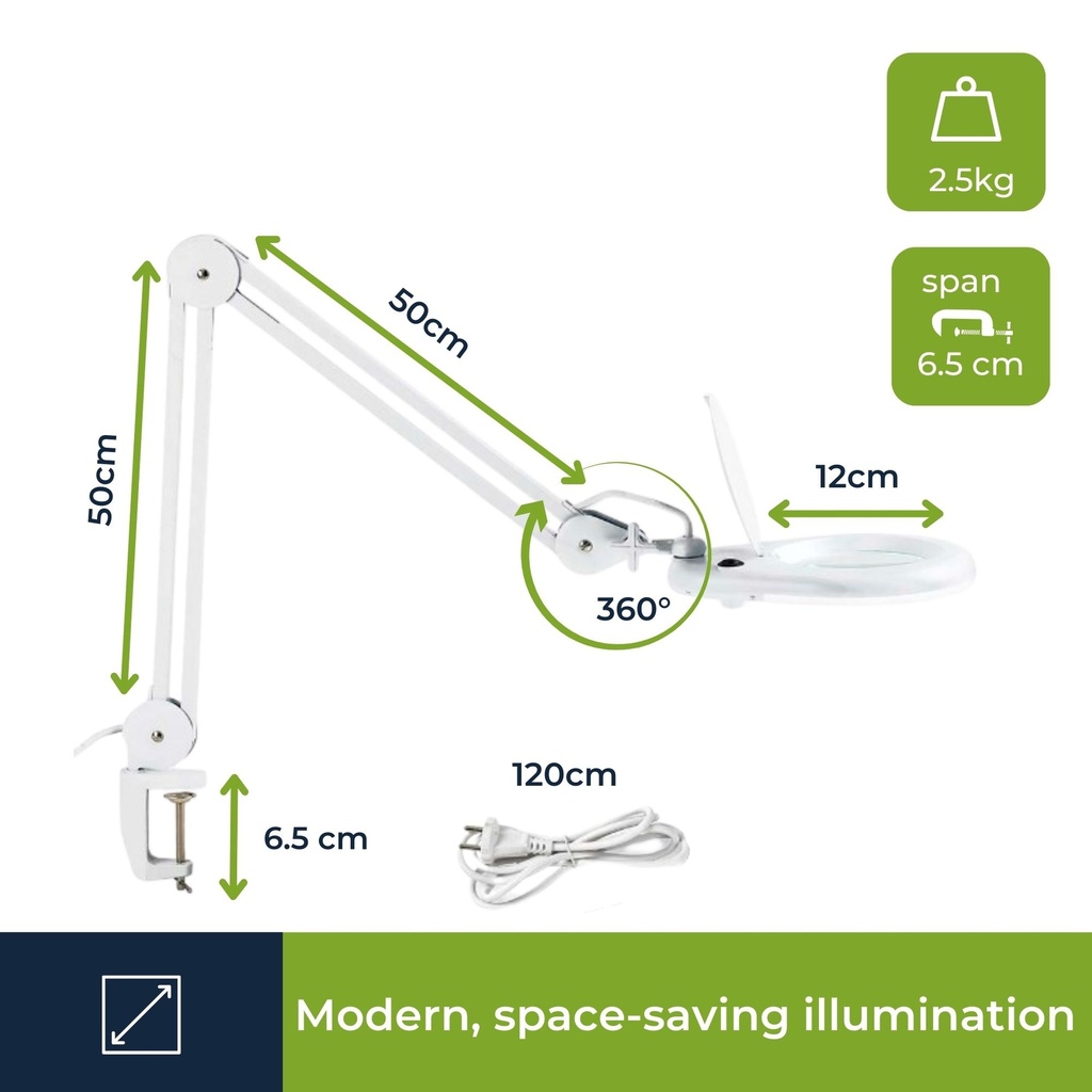 LED luplampe (5 dioptri) - 4W, 48 hvide LED