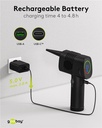 Genopladelig trykluft blæser m. 5 dyser - 2000mAh, Sort