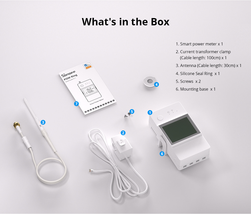 Pow Ring - WIFI Smart Switch m. strømmåler, 100A