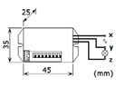 PIR bevægelsessensor - 230Vac / 800W, 100° mini til indbygn.