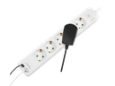 Stikdåse - 5 x CEE7/3 hun, USB-A+C, m. kontakt, Hvid (1,5m)
