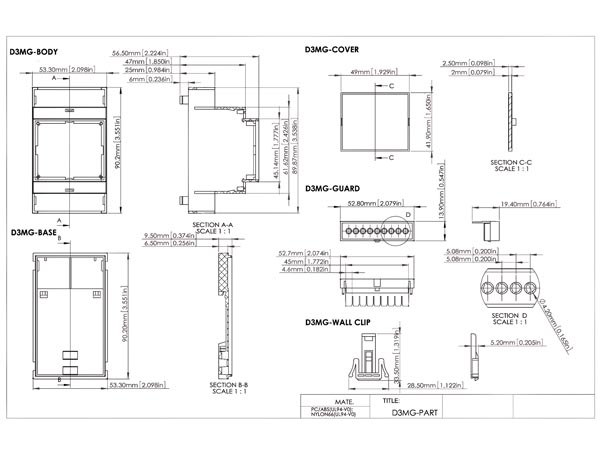 DIN-skinne Modulboks - 3 moduler