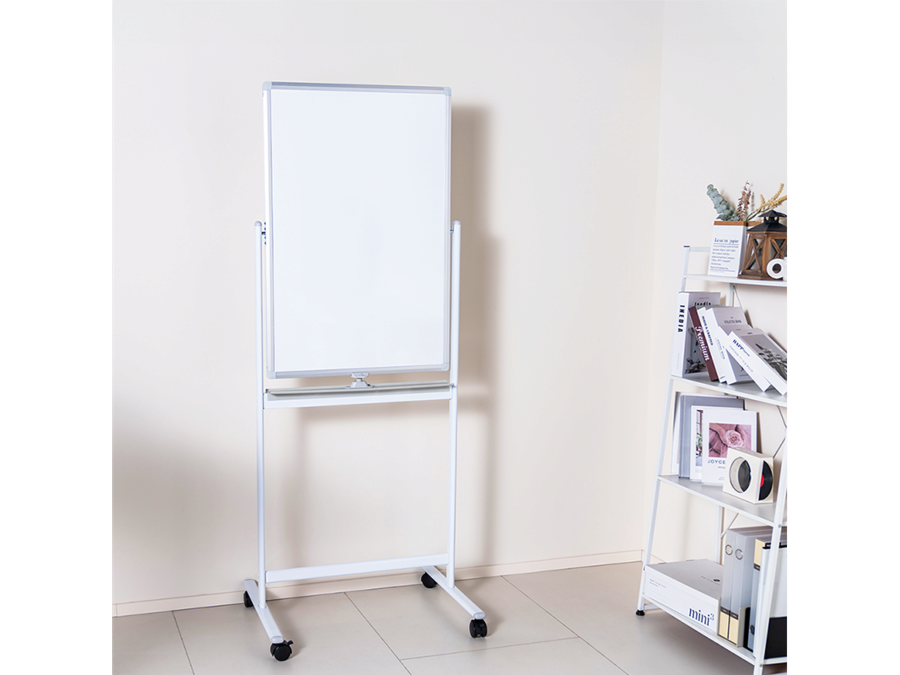 Magnetisk whiteboard - 2-sidet, alu.ramme, hjul (60 x 90cm)