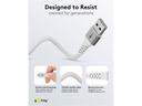 USB-A til Lightning Supersoft PD Tekstilkabel, 3A, Hvid (1m)