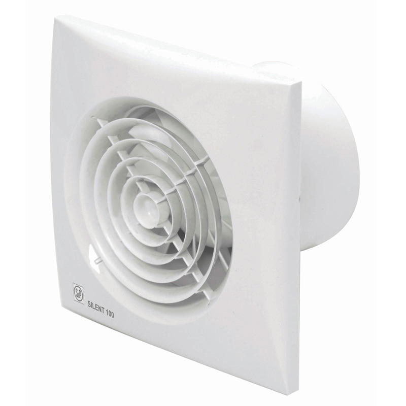 Ventilator Silent 100CHZ Visual m. kontraspjæld, kuglelejer, timer og hygrostat
