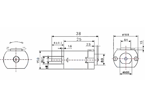 Mini DC motor - 1,5-6Vdc / 200mA 12000rpm