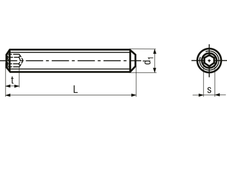 Pinolskrue, indv. sekskant - M10 x 30mm, HEX-5mm (10 stk.)