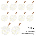 LED lyskæde med prop til flasker - 20 LEDs, 2m (10 stk.)