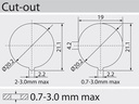 Vippekontakt - 2P OFF-ON (DPST) 10A/250V Rød neon (Ø20mm)