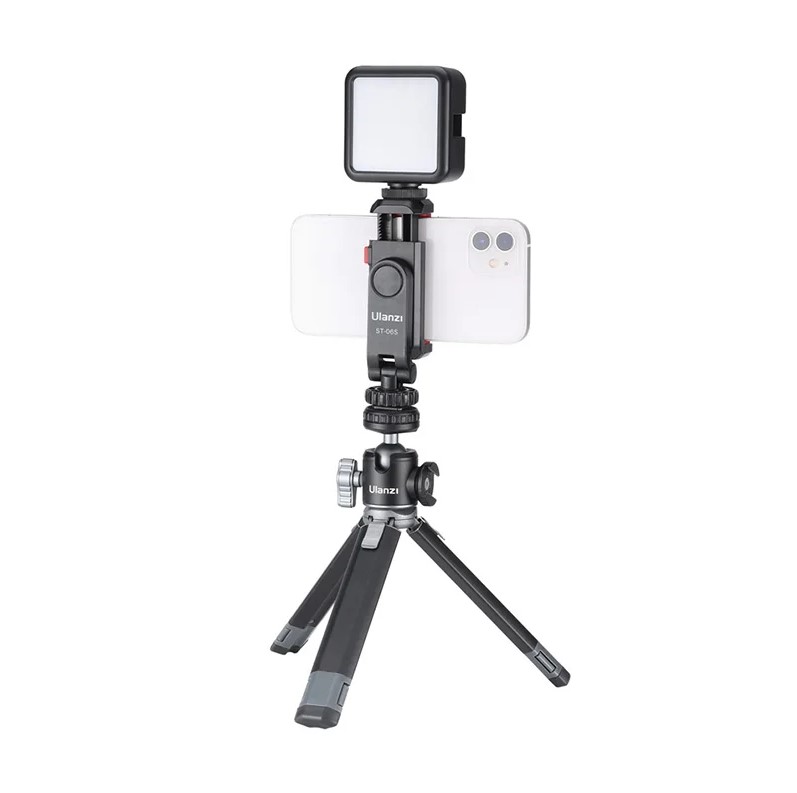 Smartphone holder m. mikrofon-mount, 1/4" tripod-gevind Sort