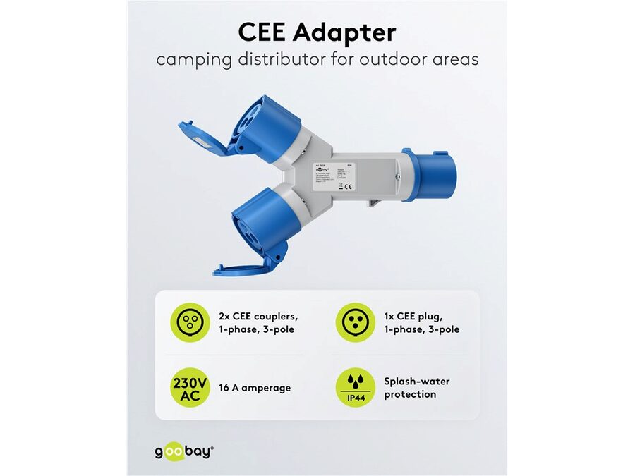 CEE Adapter, CEE Plug to 2x CEE Coupler