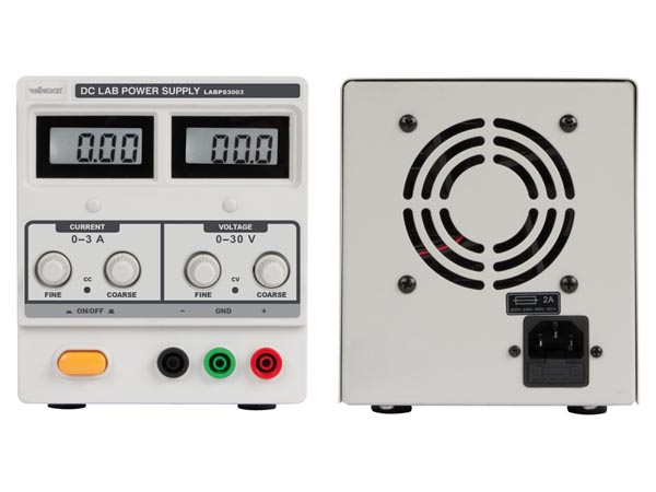 Laboratorie strømforsyning - 0-30V / 0-3A m. sikkerhedsbøsn.