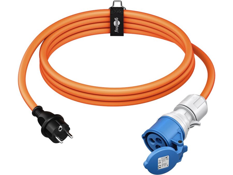 CEE camping adapter - CEE 7/7 E/F han til 3P CEE hun (5m)