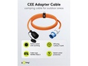 CEE camping adapter - CEE 7/3 F hun til 3P CEE han (5m)