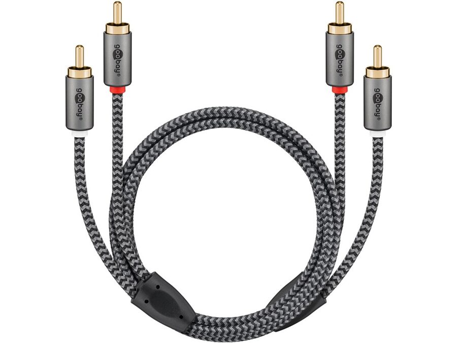 Stereo RCA(Phono) kabel, tekstilkappe (1m)