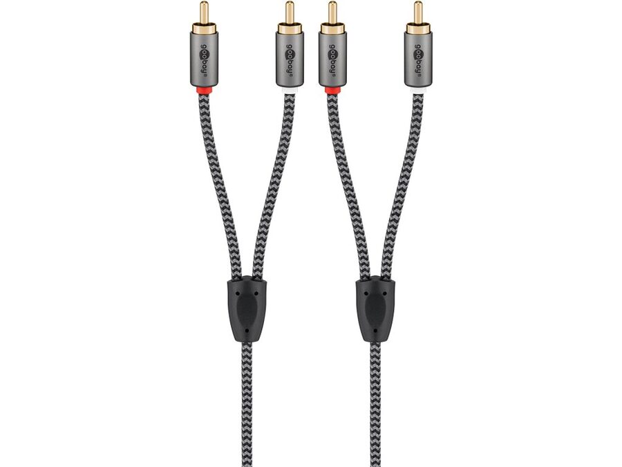 Stereo RCA(Phono) kabel, tekstilkappe (1m)