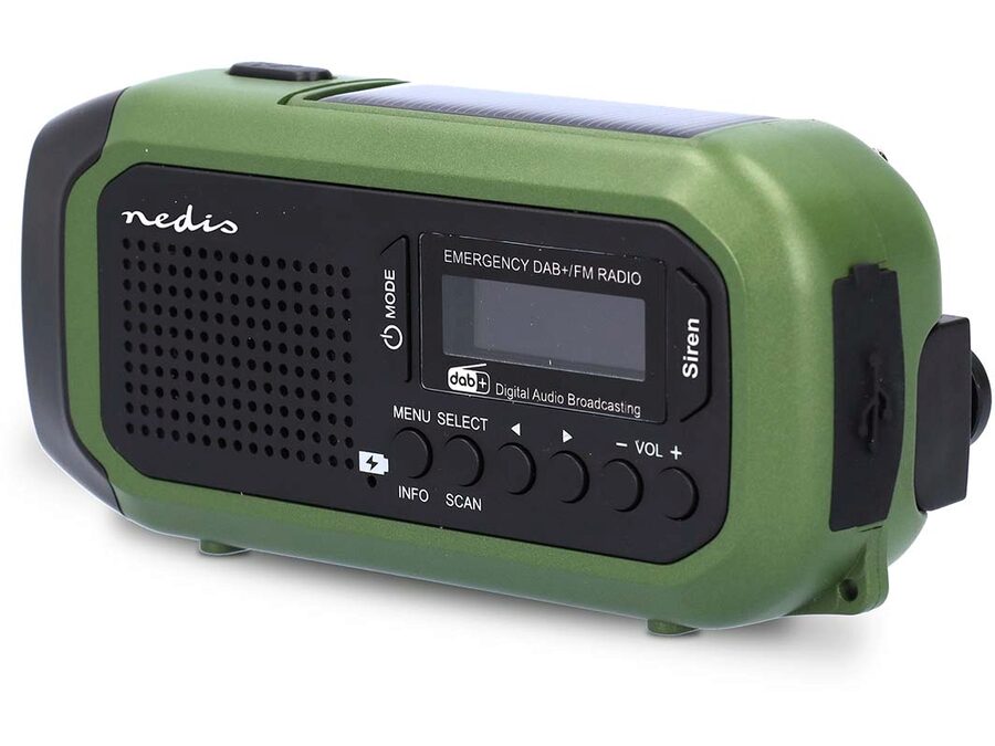 Nødradio - 2500mAh, dynamo og solcelle, SOS, DAB+/FM Radio