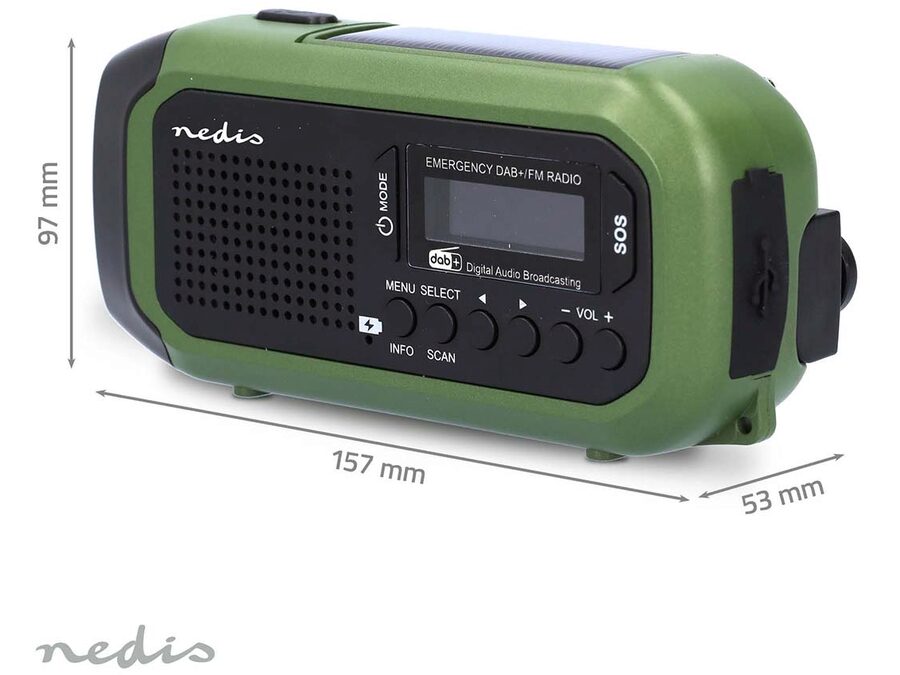 Nødradio - 2500mAh, dynamo og solcelle, SOS, DAB+/FM Radio