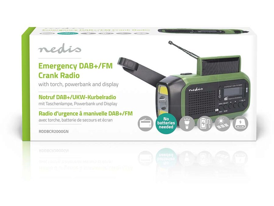 Nødradio - 2500mAh, dynamo og solcelle, SOS, DAB+/FM Radio