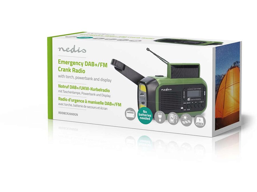 Nødradio - 2500mAh, dynamo og solcelle, SOS, DAB+/FM Radio