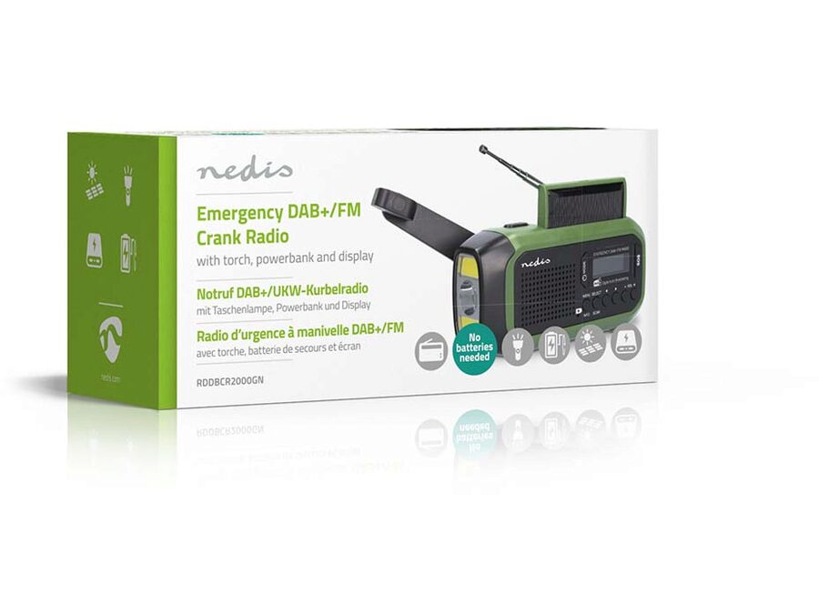 Nødradio - 2500mAh, dynamo og solcelle, SOS, DAB+/FM Radio