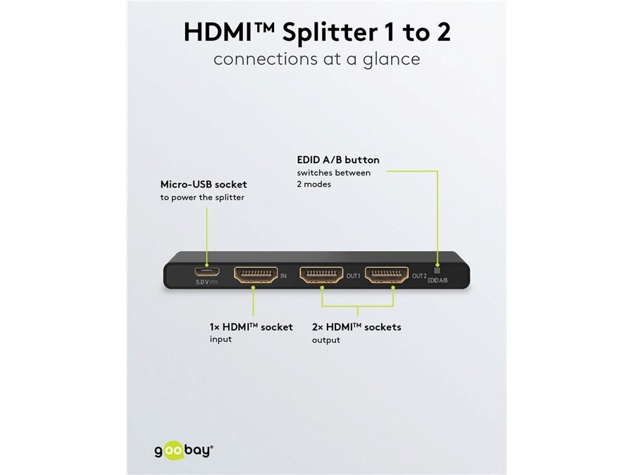 HDMI 2.0 splitter - 1 ind, 2 ud, 4K/60Hz, HDCP