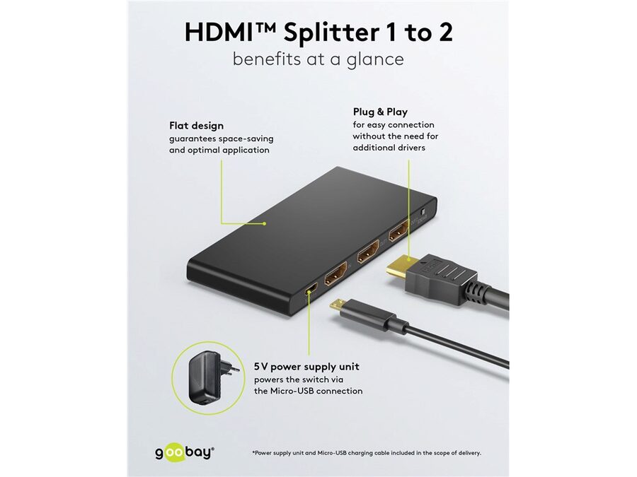 HDMI 2.0 splitter - 1 ind, 2 ud, 4K/60Hz, HDCP