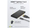 HDMI 2.0 splitter - 1 ind, 2 ud, 4K/60Hz, HDCP