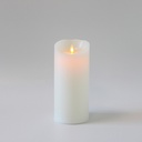 LED XL Bloklys med flammeeffekt og fjernbetjening, hvid, Ø10cm, 22,5cm høj, timer, ægte stearin
